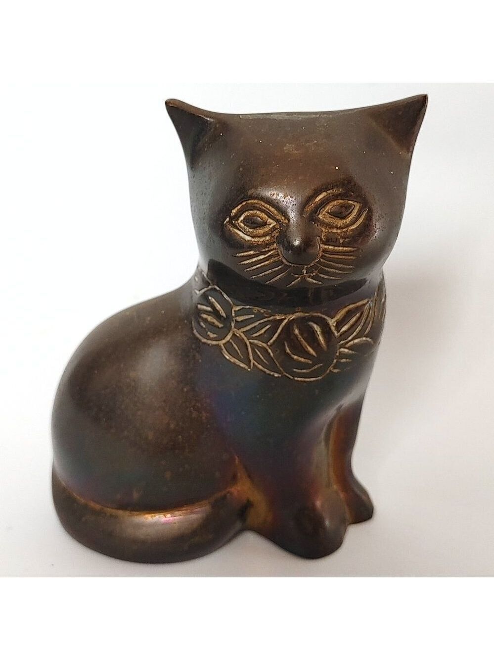 VINTAGE BRASS KITTEN Figure Gold Tone 70s RETRO Midcentury